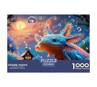 Baby Axolotl with Rainbow-Color 1000 Pièces Carton Extra-épais Lot de Puzzles Vivid Blue Axolotl Stimulant Et Éducatif Défi Unique Puzzles pour Adultes Et Enfants 38x26cm/1000pcs