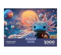 Baby Axolotl with Rainbow-Color 1000 Pièces Carton Extra-épais Lot de Puzzles Vivid Blue Axolotl Stimulant Et Éducatif Défi Unique Puzzles pour Adultes Et Enfants 52x38cm/1000pcs