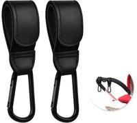 Baby Bag Clips 2 Pack Leather Stroller Stroller Clip With Strong Carabiner And Strong Magic Adhesive For Hanging Shopping Bag,Handbag Or Diaper Bag
