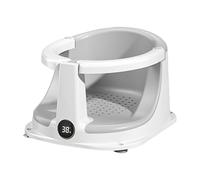 Baby Bath Seat, Anti-Slip Sitting Chair, Built-In Temperature Sensor, Comfortable Backrest, Secure Support, Shower Time Safety for Infanted and Toddler at Home or Travel, 11.61 Inches White