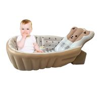 Baby Bathtub, Toddler Wash Tub, Infant Bath Seat, White, Brown, Adjustable Foldable Design with Sitting Support, for Shower Pool Use Camping Beach Travel Outdoor Bathing Needs