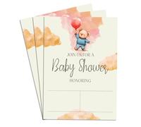 Baby Bear Ballon Join US For A Baby Shower Party Lot de 50 cartes d'invitation 12,7 x 17,8 cm
