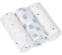 Baby Blanket For Childcare Set Of 3 Cotton 85 X 85 Cm/Swaddle & Burp Blanket L Happy Fruits Blue