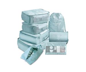 (Baby Blue, Multicolor) 8Pcs Set Travel Essentials Packing Cubes Storage Bags Shoe Bags Toiletry Makeups Organizer Cloth Pou