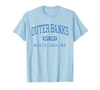 Baby Blue Outer Banks Collegiate Beach Lover en Caroline du Nord T-Shirt