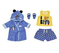 BABY born Tenue poupée Bath Deluxe 43 cm – garçon – peignoir, gilet, short, pyjama – 3 ans+ Bleu