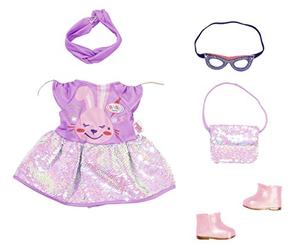 BABY born 830796 Deluxe Tenue d'anniversaire 43 cm - pour Les Tout-Petits Âgés de 3 Ans et Plus - pour Les Enfants - Contient Une Tenue, Un Bandeau, des Chaussures, Un Masque Facial et Un Sac à Main
