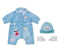 BABY born 832592 Deluxe Salopette en jean - Pour les poupées de 43 cm - Avec 1 saloptette, 1 bonnet & chaussures - Pour les petites mains - Développe l’empathie & les aptitudes sociales - 3 ans +
