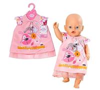 BABY born 833612 Robe avec Motive Chien 43 cm - Robe de poupée Rose Clair avec Manches Fleuries et Motif de Chien, inclut Un Cintre
