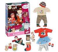 BABY born Calendrier de l'Avent 834466 - 24 vêtements & accessoires de haute qualité de Noël pour les poupées qui mesurent jusqu'à 43 cm - Avec 1 pull, 1 bonnet, des bottes, leggings & +, dès 3 ans