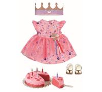 BABY born deluxe Happy Birthday Kit 43 cm - pour les Tout-Petits de 3 ans et plus - Idéal pour les enfants - Contient un Kit d'Anniversaire, une Robe, des Chaussures, une Couronne et un Gâteau