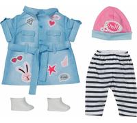 BABY born Deluxe Robe en jeans 43cm - Set de poupée robe, leggings, bonnet + chaussures