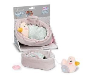 BABY born for Babies Boîte à Musique Berta 18 cm, Berta Toute Douce dans Son Panier avec Module Musical Amovible, Lavable