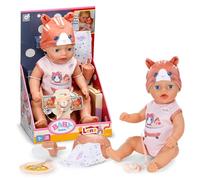 Baby Born Lena 36 cm en grenouillère Motif Chat, poupée 36 cm avec 7 Fonctions pour Enfants dès 1 an, Fonctionne sans Piles