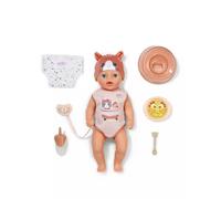 BABY born Lena 36 cm, Poupon avec Pyjama Chat, 7 Fonctions | Barboteuse motif chat, accessoires inclus, fonctionne sans piles, dès 1 an