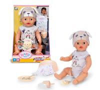 Baby Born Lukas en grenouillère Motif Chien, poupée 36 cm avec 7 Fonctions pour Enfants dès 1 an, Fonctionne sans Piles
