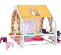 BABY born Maison de Weekend 832752 - Accessoires de Haute qualité pour Les poupées 36/43 cm - avec 1 Maison avec Toit Convertible, des Effets Lumineux, sonores & Accessoires - Dès 3 Ans