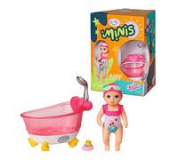 BABY born Minis Set avec baignoire & Amy 906101 - Poupée de 6,5 cm avec accessoires exclusifs et 1 corps mobile pour un jeu réaliste - Convient aux enfants de 3 ans et plus