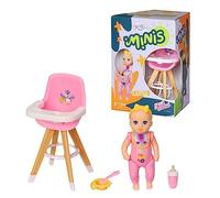 BABY born Minis Set avec chaise haute & Luna 906125 - Poupée de 6,5 cm avec accessoires exclusifs et 1 corps mobile pour un jeu réaliste - Convient aux enfants de 3 ans et plus