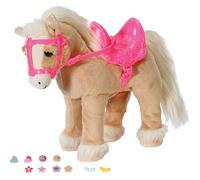 BABY Born, My Cute Horse 840627 Zapf Creation Cheval de poupée interactif avec Fonction de Course et de Son, Selle Rose et Bride Ainsi Que Broches à décorer
