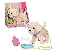 BABY born My Lucky Dog avec 5 fonctions différentes, pour enfants à partir de 3 ans, fonctionne avec des piles, inclus un collier, une laisse, une bouteille et un os, 835197 Zapf Creation