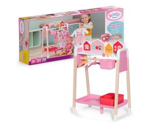 BABY born Portant avec Miroir et 3 cintres | Miroir, 3 cintres, 2 niveaux et boîtes de rangement