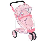 BABY born Poussette Deluxe Flowers - Poussette réglable avec Capote, Position allongée et Panier pour poupées de 36 cm et 43 cm