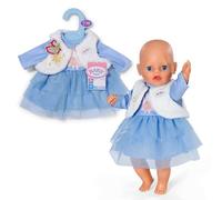 BABY born Robe d’Hiver Bleue - Robe pour poupée à Manches Longues, Jupe en Tulle & Gilet en Peluche - Vêtement pour poupées - Accessoire pour poupées de 36 cm