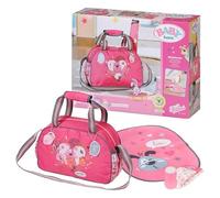 BABY born Sac à langer pour poupée – Rose/Gris, matelas, couches et boîte à poudre – Dès 3 ans