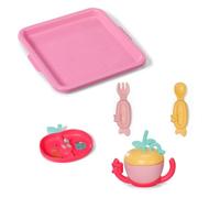 BABY born Set de Vaisselle avec Assiette, Couverts, Tasse d’Apprentissage et Plateau - Accessoire avec Fonction Click & Play pour poupées de 43 cm