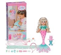 BABY born Set Glam Up Sparkle sirène avec Accessoires de Coiffure | Changement de couleur UV, accessoires en tissu, pin's pour cheveux, compagnon animal