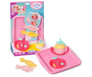BABY born Set Vaisselle pour poupons 43cm Click & Play | Assiette, couverts, tasse d'apprentissage et plateau, fonction pour poupons 43cm Click & Play