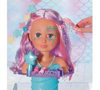 BABY born Sister Styling Head Sirène, tête de maquillage pivotante avec accessoires