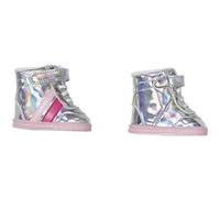 BABY born 831762 Sneakers argentés, chaussures de poupée argentées métalliques avec des rayures roses pour poupées de 43 cm