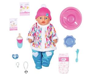 BABY Born Soft Touch Wintertime Girl 831281 Zapf Creation Poupée avec 9 Fonctions et Accessoires avec Combinaison de Neige, pour Enfants à partir de Trois Ans, Fonctionne sans Pile