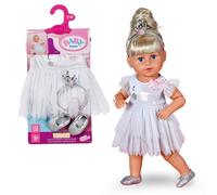 BABY born Tenue de ballerine - Body et jupe en tulle avec broderie cygne - Avec serre-tête et couronne et chaussures - Accessoires de haute qualité pour poupées - Vêtements adaptés aux poupées de 43cm