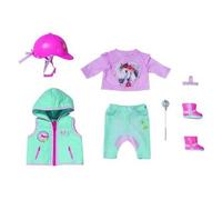BABY born Deluxe Tenue d’équitation 831175 Avec 1 pantalon, des bottes, casque, haut de cheval, gilet, culotte de cheval, cravache & étrille pour les poupées de 43 cm - Convient aux enfants dès 3 ans