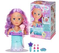 Baby born - Tête à coiffer Sirène - 1 Brosse à Cheveux Étoile de Mer, 1 Diadème et Barrettes - Tient sous l'eau - 37cm