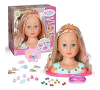 BABY born tête de coiffure princesse - Tête de coiffure de poupée pour les enfants de 3 ans - Avec cheveux blonds, palette de maquillage, brosse et accessoires - Maquillage aussi pour les enfants