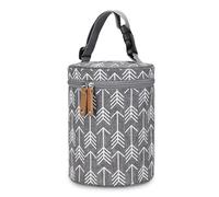 Babÿ Bottle Bag - Insulated Breastmilk Cooler Portable Thermal Tote | Round Bottle Storage Holder and Carrier | Hanging Handle for Strollers or Breast Pumps, Gray and Black Leak-Proof Design
