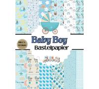 Baby Boy Bastelpapier: Scrapbooking Papier Baby Boy | Din A4, 20 Doppelseitige Seiten | für Babyparty, Geburtstag, Taufe, Babyshower, Geburt, ... Karten | Dekoratives Bastelpapier | Origami