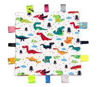 Baby Boy Couverture de Red Tag, coton super doux en peluche Taggy Couverture, Super mignon couverture de dinosaure avec Balises grand cadeau pour bébé Party Douche
