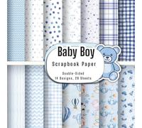 Baby Boy Pattern Scrapbook Paper Pack: 28 Sheets, Double-Sided, Decorative Craft Pads for DIY Background Card Making Scrapbooking