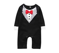 Baby Boy Romper, 1Pcs Toddler Gentleman Formal Outfit Set with Suit Vest & Bowtie BB@TZZ03B-1318