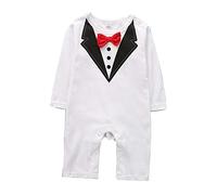 Baby Boy Romper, 1Pcs Toddler Gentleman Formal Outfit Set with Suit Vest & Bowtie BB@TZZ03W-0712