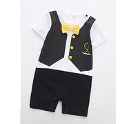 Baby Boy Romper, 1Pcs Toddler Gentleman Formal Outfit Set with Suit Vest & Bowtie BB@TZZ04BB-0106