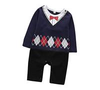 Baby Boy Romper, 1Pcs Toddler Gentleman Formal Outfit Set with Suit Vest & Bowtie BB@TZZ07BU-1318
