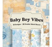Baby Boy Vibes Scrapbook Paper Collection for Sweet Nursery and Memory Keeping Crafts: Soft Blue Patterns and Playful Baby Themed Designs for Scrapbooking, Junk Journals, and Creative Paper Projects