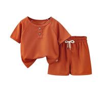 Baby Boys Girls Summer Clothes 2PC Set - Breathable Short Sleeve Tee & Stretchy Shorts | Toddler Kids Casual Outfits for Park Beach Comfort (Red, 18-24 Months) o5o