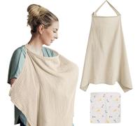 Baby Breastfeeding Blanket,Breastfeeding Blankets,Nursing Apron And Saliva Towel,Nursing Cover Scarf For Moms,Adjustable Soft Breathable Cotton (Oatmeal)